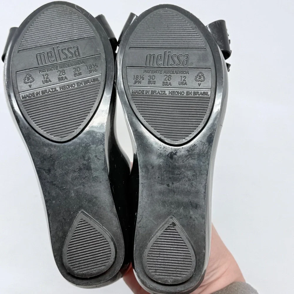 Mel by Melissa Kids Black Jelly Ballet Flats Bow Leopard Print Size 12 USA